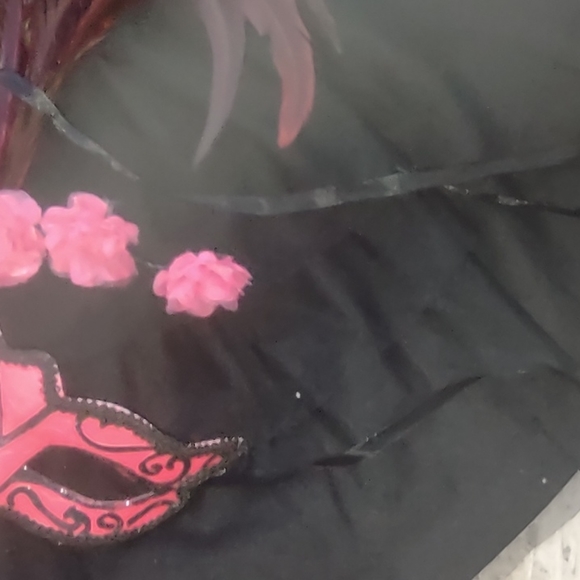 Feathered pink rose Masquerade mask Halloween costume party - Picture 6 of 6